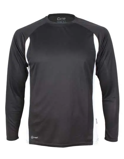 CONA SPORTS CS03 Racer Long Sleeve Tech Tee (XS, Noir/Blanc)