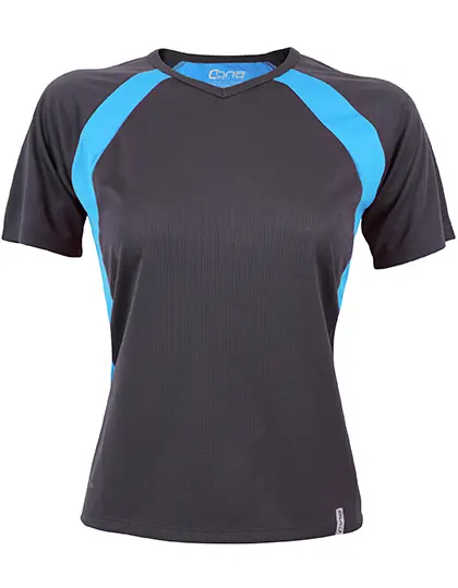 CONA SPORTS CSL05 Ladies´ Pace Tech Tee (XS, Anthracite/Bleu Azur)